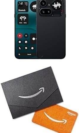 Nothing Phone (4a) Pro Cell Phone 2026 (Black, 8+128GB) with 6.83" 144Hz AMOLED Display, Triple-Lens Camera & Amazon.com Gift Card Bundle : Cell Phones & Accessories