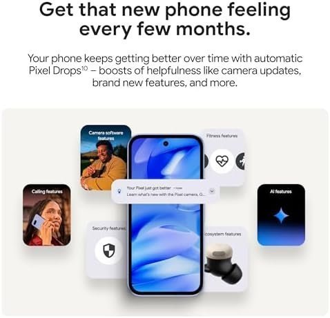 Google Pixel 9a with Gemini - Unlocked Android Smartphone with Incredible Camera and AI Photo Editing, All-Day Battery, and Powerful Security - Obsidian - 128 GB : Cell Phones & Accessories