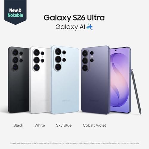 Samsung Galaxy S26 Ultra, Unlocked Android Smartphone + 0 Gift Card, 256GB, Privacy Display, Galaxy AI, AI Camera, Super Fast Charging 3.0, Durable Battery, 2026, US 1 Year Warranty, Black : Cell Phones & Accessories