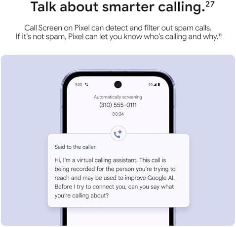 Google Pixel 9a with Gemini - Unlocked Android Smartphone with Incredible Camera and AI Photo Editing, All-Day Battery, and Powerful Security - Obsidian - 128 GB : Cell Phones & Accessories