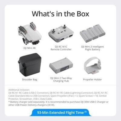 DJI Mini 4K Fly More Combo, Drone with 4K UHD Camera for Adults, Under 249 g, 3-Axis Gimbal Stabilization, 10km Video Transmission, Auto Return, 3 Batteries for 93-Min Max Flight Time, QuickShots : Toys & Games
