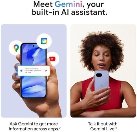 Google Pixel 9a with Gemini - Unlocked Android Smartphone with Incredible Camera and AI Photo Editing, All-Day Battery, and Powerful Security - Obsidian - 128 GB : Cell Phones & Accessories