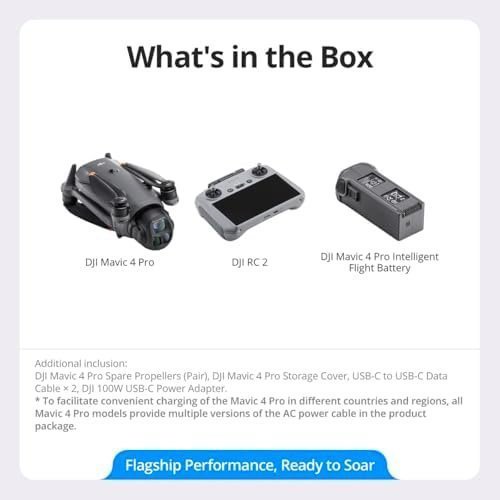 DJI Mavic 4 Pro Drone with DJI RC 2, Flagship Tri-Camera Drone with 100MP 4/3 CMOS Hasselblad Camera, for Professionals, 30km/18.6mi Video Transmission, 51-Min Max Flight Time : Toys & Games