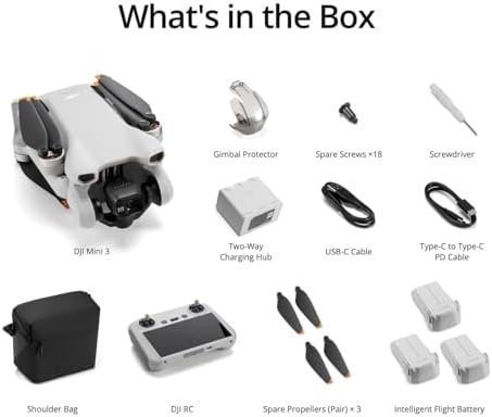 DJI Mini 3 Fly More Combo (DJI RC), Drones with Camera for Adults 4K, 3 Batteries for 114-min Flight Time, Vertical Shooting, 32800ft (10km) Video Transmission, Lightweight Mini Drone for Beginners : Toys & Games