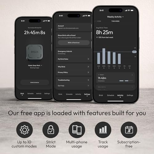 The Brick Phone Access Blocker Device - Subscription-Free Phone Lock, Limits Smartphone Access, Reduces Screen Time & Improves Focus - High-Grade Magnet & Anti-Slip Silicone : Cell Phones & Accessories