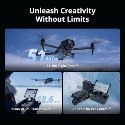 DJI Mavic 4 Pro Drone with DJI RC 2, Flagship Tri-Camera Drone with 100MP 4/3 CMOS Hasselblad Camera, for Professionals, 30km/18.6mi Video Transmission, 51-Min Max Flight Time : Toys & Games