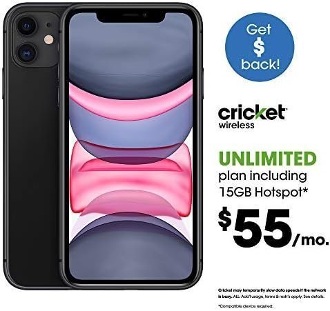 Apple iPhone 11 [256GB, Black] + Carrier Subscription [Cricket Wireless] : Cell Phones & Accessories