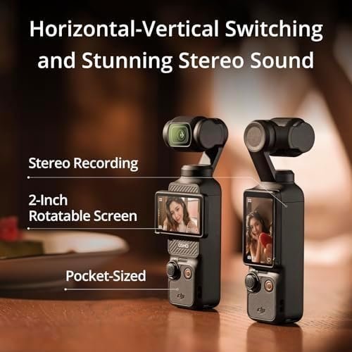 DJI Osmo Pocket 3 Creator Combo, 1'' CMOS, 4K Resolution/120fps Vlog Camera, 3-Axis Stabilization, Face/Object Tracking, Mic Included for Clear Sound, Digital Camera for YouTube : Electronics